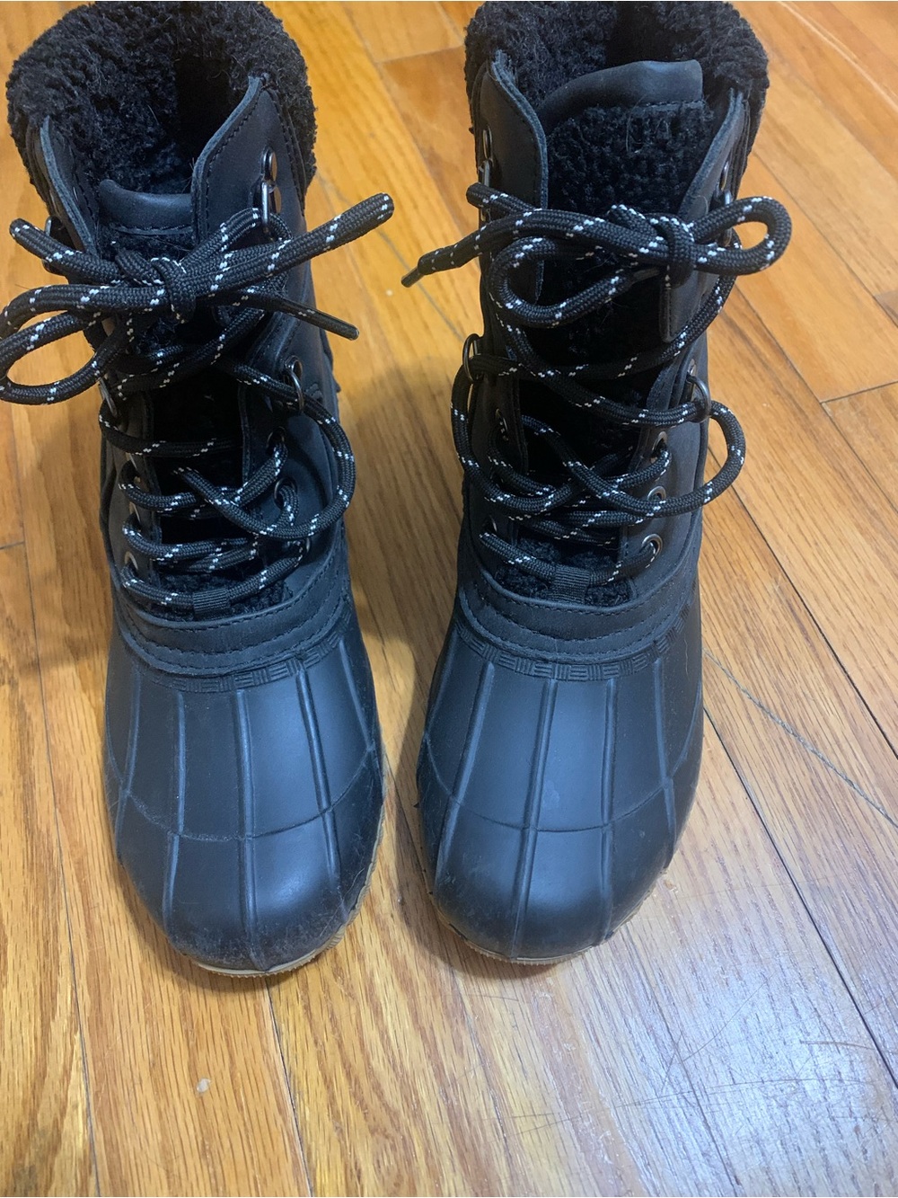Tommy Hilfiger Black Lace-Up Women's Winter Rain Boots